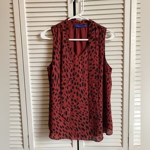 Brick Red & Black Apt. 9 Spotted Tank Top Blouse Medium
